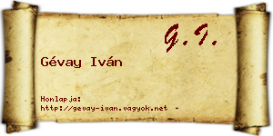 Gévay Iván névjegykártya